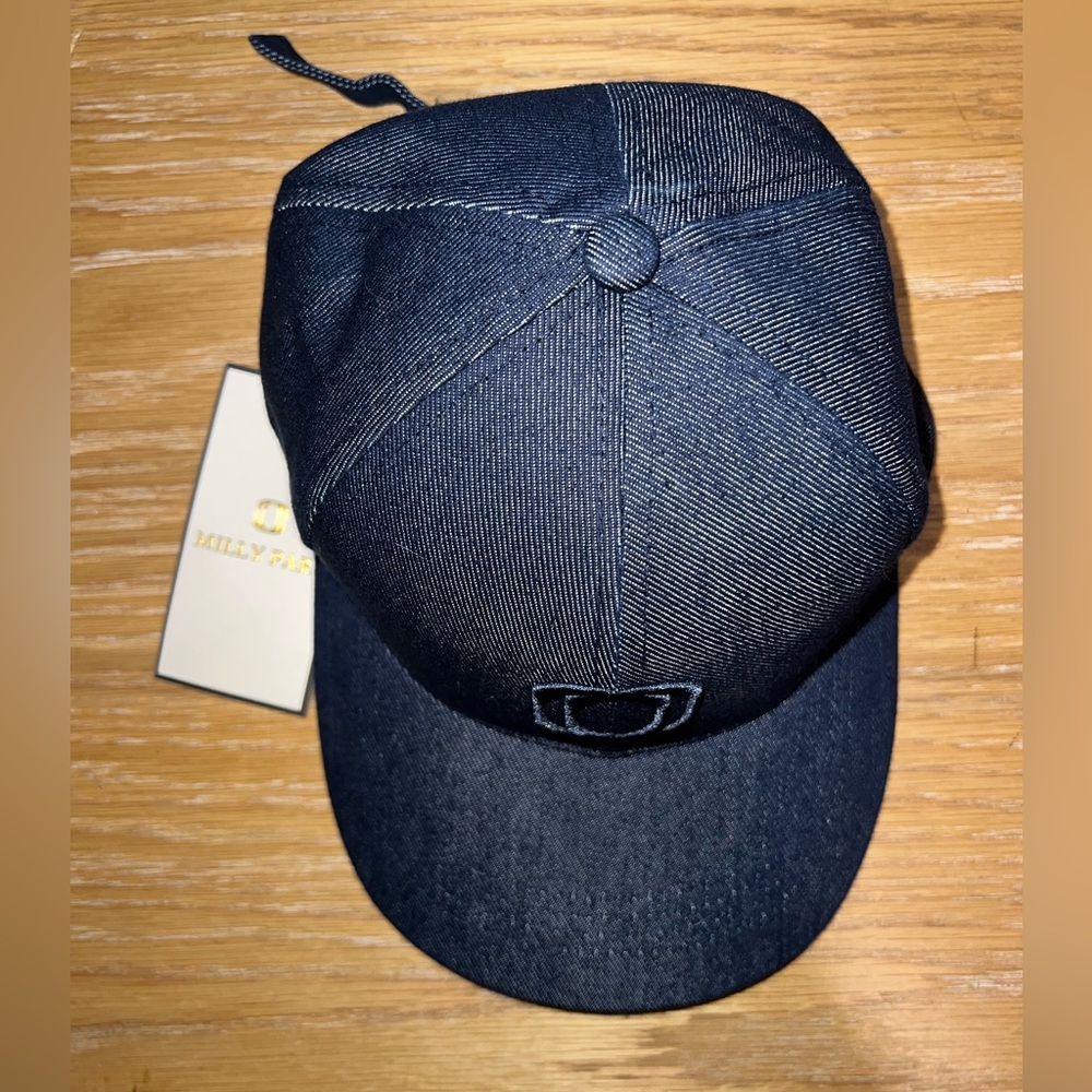 Navy Blue Denim Embroidered Milly Park Cap - Picture 2 of 4
